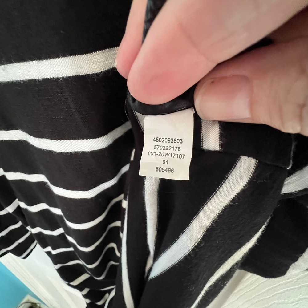 White House Black‎ Market Striped Ruched Side Boatneck Top Black White M - Picture 7 of 8
